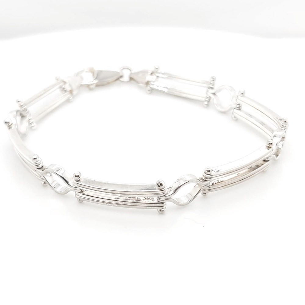 Sterling Silver Vintage Greek Key Design Bracelet - Picture 1 of 7